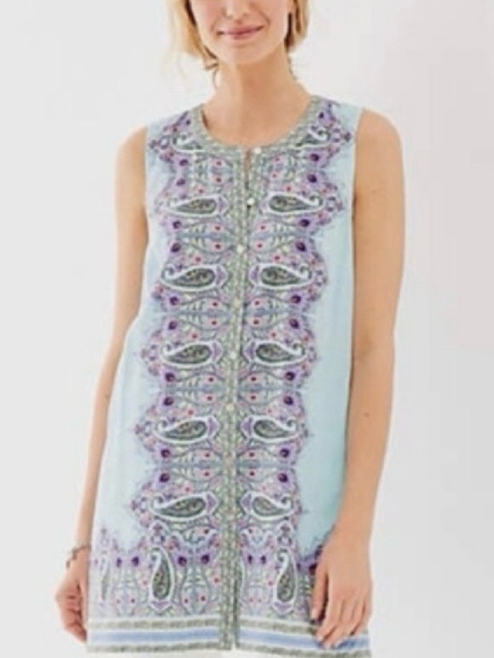 J. Jill Placed Paisley Mirror Image Tunic Tank - Sleeveless Boho Blouse - Size S